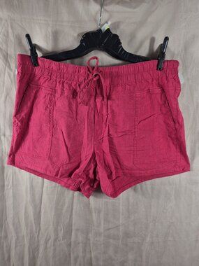 Kut from the Kloth Women's Red Linen Smocked Waist Drawstring Shorts Size XL